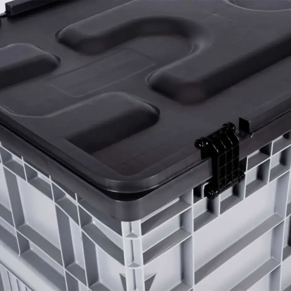 Kapalı Tip Tekerlekli Plastik Konteyner Kasa (Menteşe Kapaklı) PK-003