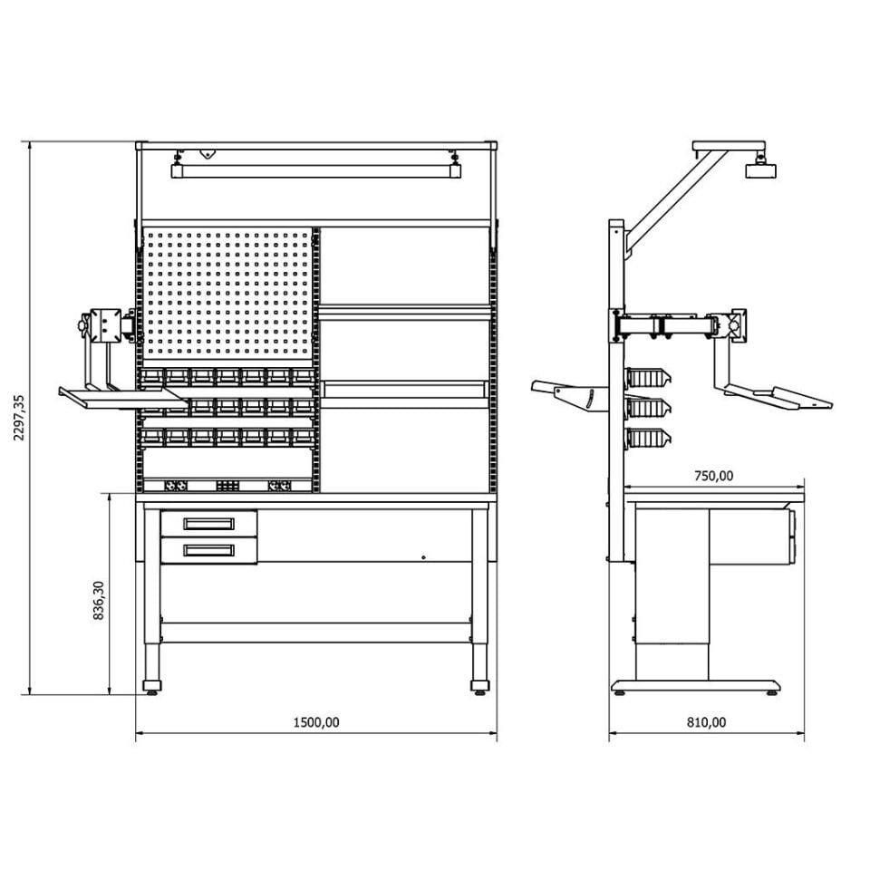 Elektronikçi Çalışma Masası (150 cm. Genişlik) EM-15