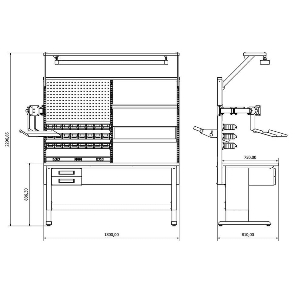 DP.10.100.02 Elektronikçi Çalışma Masası (180 cm. Genişlik) EM-18