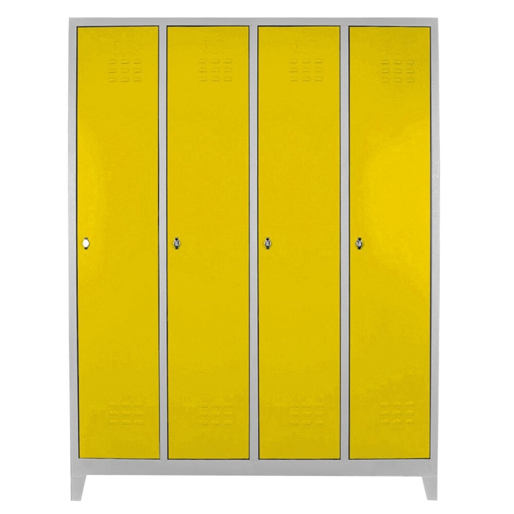 DP.40.100.34 Dörtlü Bitişik Standart Personel Soyunma Dolabı Gri-Sarı