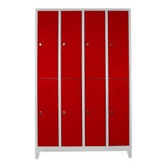 DP.40.100.38 Sekizli Standart Personel Soyunma Dolabı Gri-Kırmızı