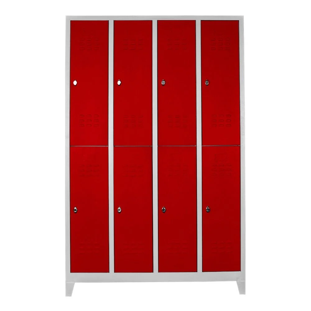Sekizli Standart Personel Soyunma Dolabı Gri-Kırmızı PD-38