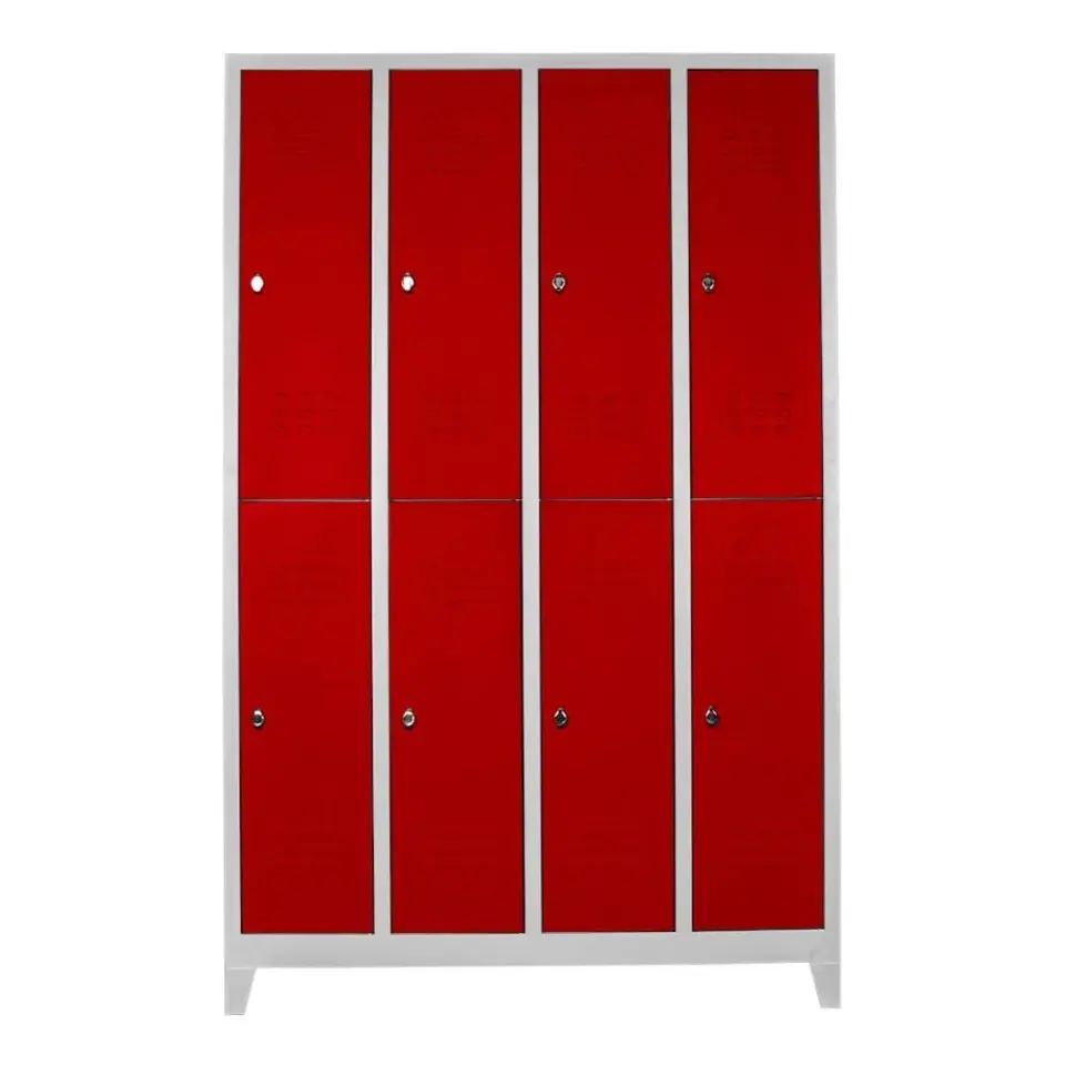 Sekizli Standart Personel Soyunma Dolabı Gri-Kırmızı PD-38