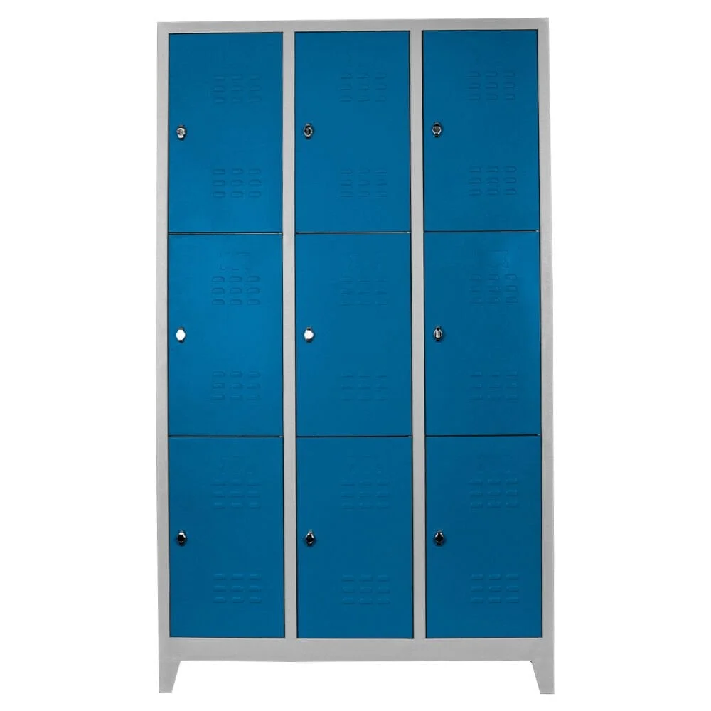 Dokuzlu Plus Personel Soyunma Dolabı Gri-Mavi PD-28