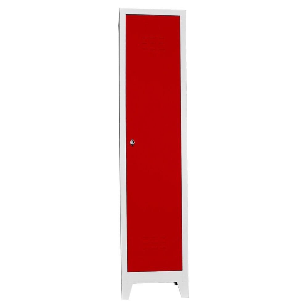 Tekli Standart Personel Soyunma Dolabı Gri-Kırmızı PD-44
