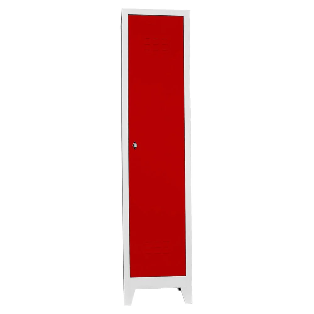 Tekli Standart Personel Soyunma Dolabı Gri-Kırmızı PD-44