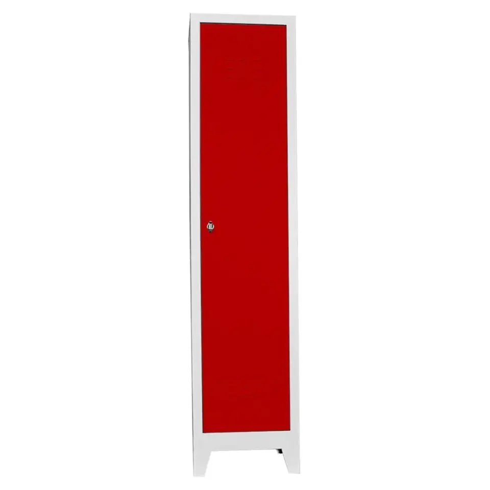 Tekli Standart Personel Soyunma Dolabı Gri-Kırmızı PD-44