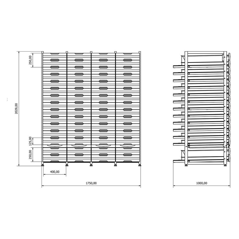 DP.5.100.04 Dört Üniteli Çekmeceli Eczane Rafı