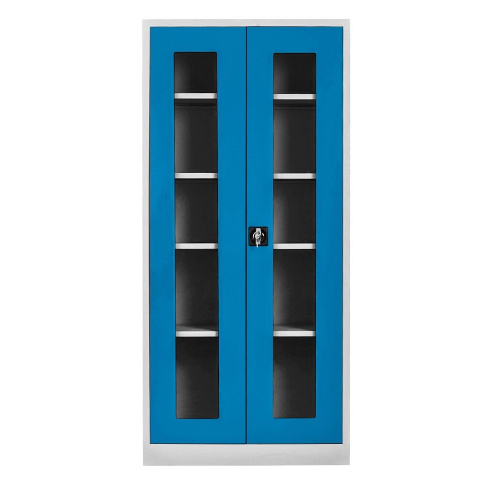 DP.50.100.12 198 cm. Camlı Dosya Dolabı Gri-Mavi