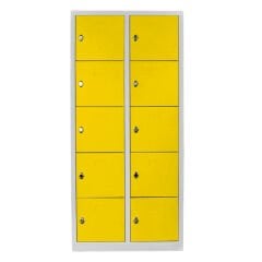 DP.55.100.04 On Gözlü Öğrenci ve Öğretmen Dolabı Gri-Sarı