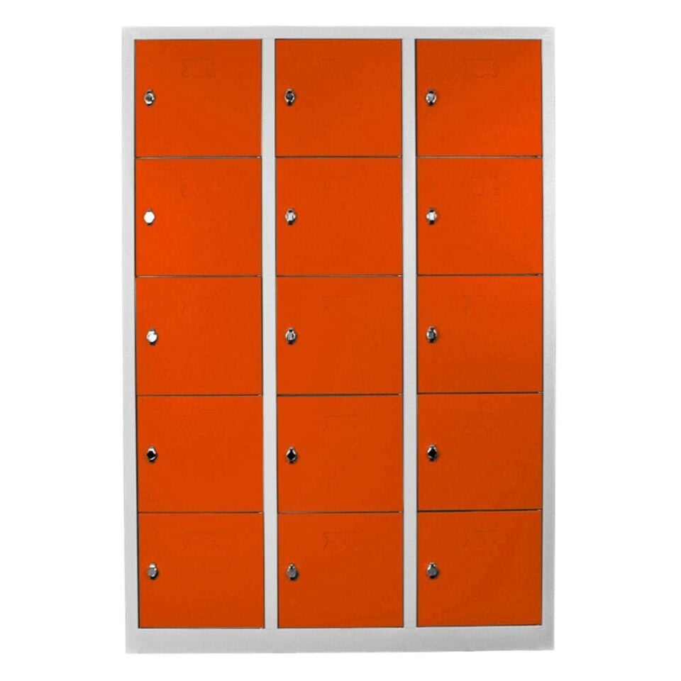 DP.55.100.12 On Beş Gözlü Öğrenci ve Öğretmen Dolabı Gri-Turuncu