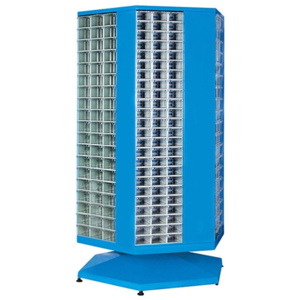 DP.205.100.28 Plastik Çekmeceli Altıgen Döner Metal Dolap