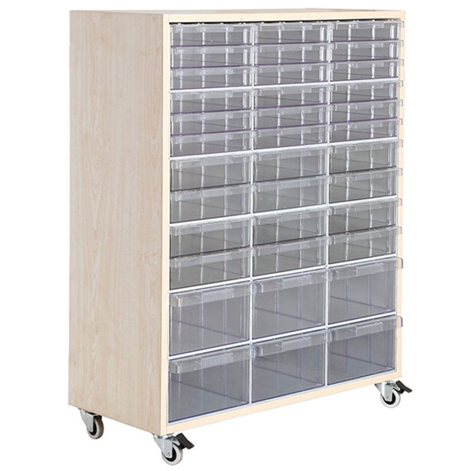 DP.205.100.16 Plastik Çekmeceli Tekerlekli Ahşap Dolap