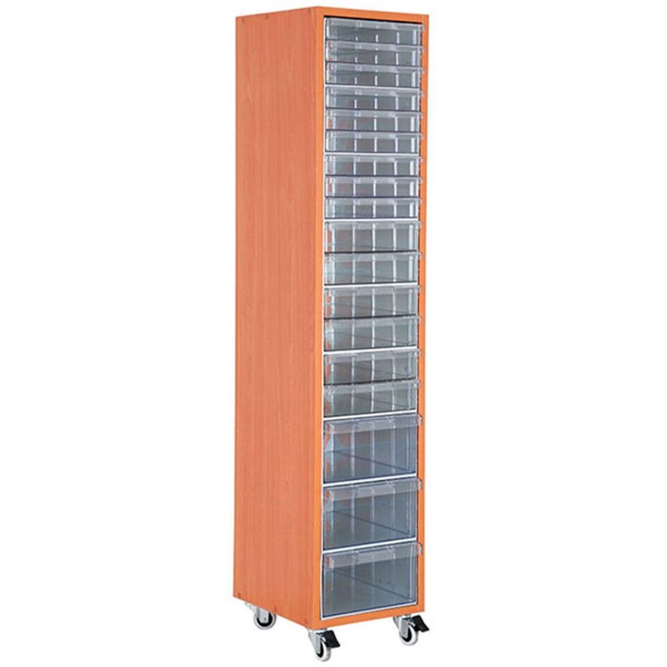 DP.205.100.18 Plastik Çekmeceli Tekerlekli Ahşap Dolap