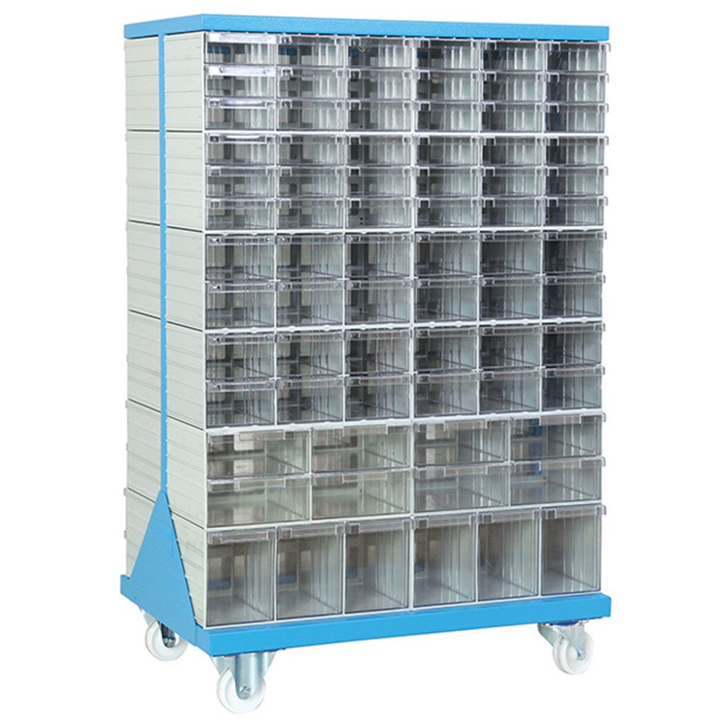 DP.205.100.01 Plastik Çekmeceli Tekerlekli Çift Yönlü Metal Dolap