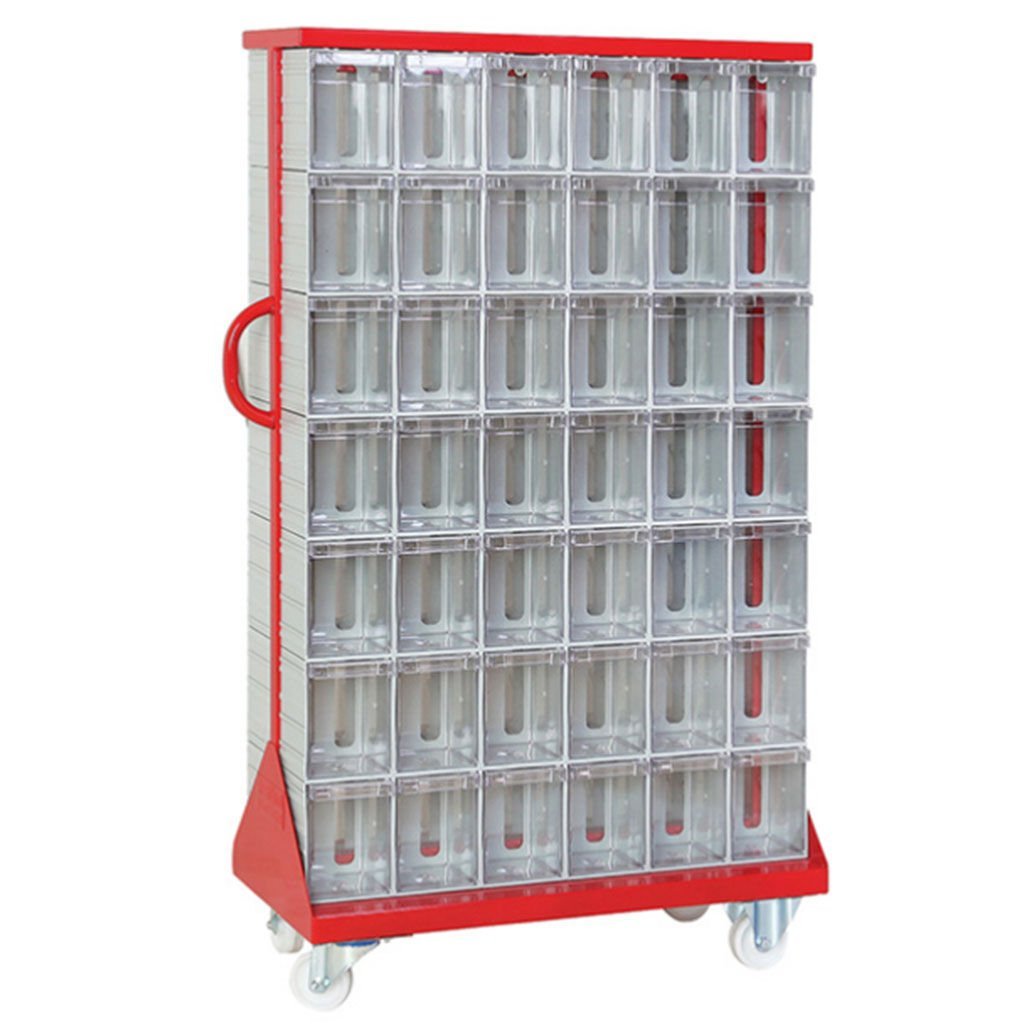 DP.205.100.04 Plastik Çekmeceli Tekerlekli Çift Yönlü Metal Dolap