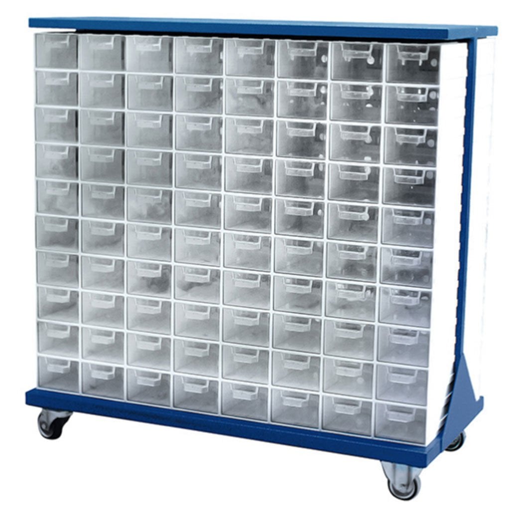 DP.205.100.05 Plastik Çekmeceli Tekerlekli Çift Yönlü Metal Dolap