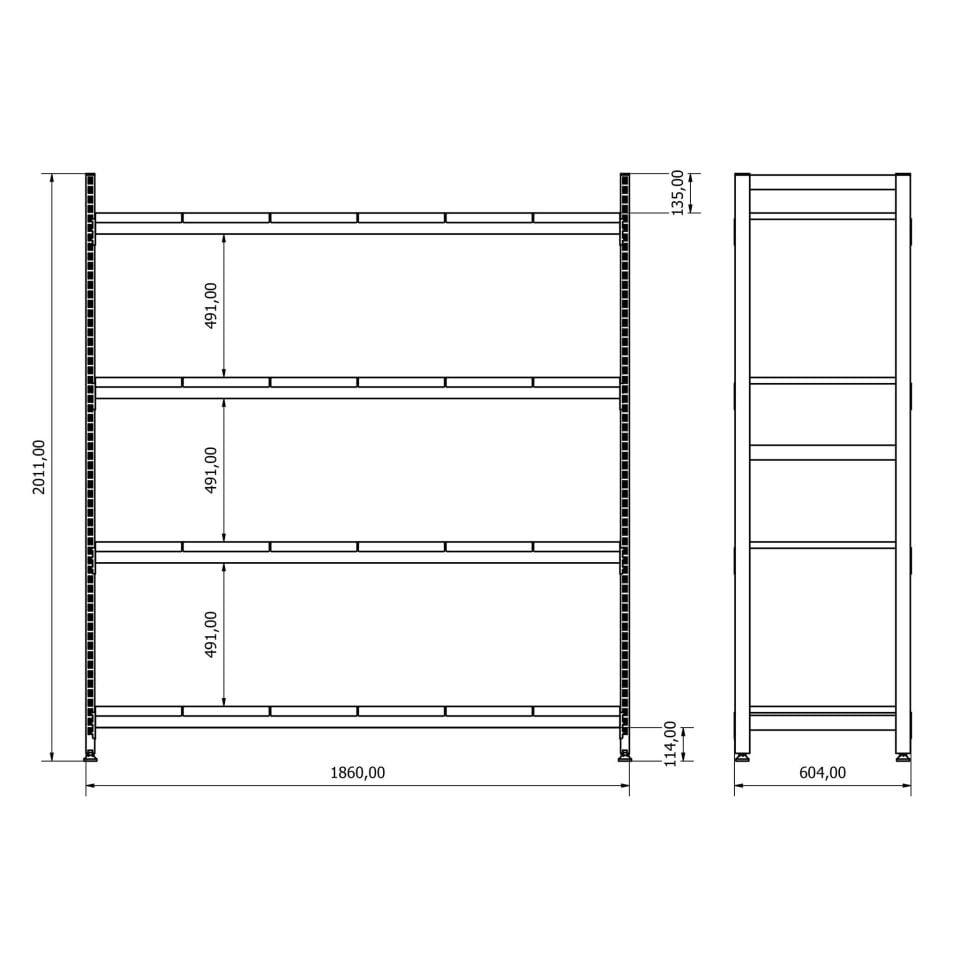 DP.30.100.04 Çelik Malzeme Rafı